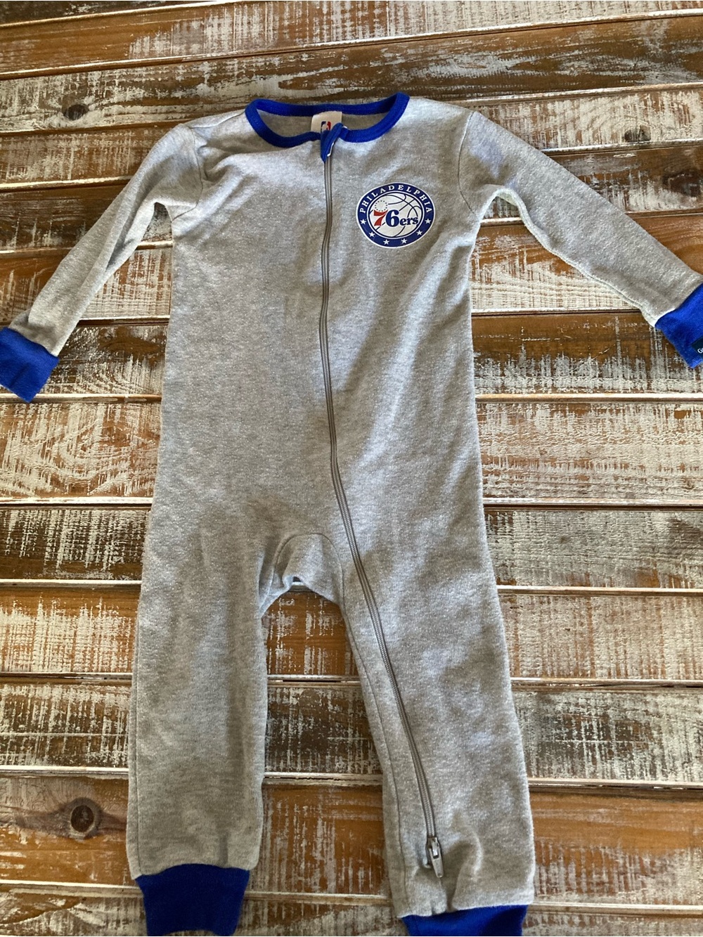 NBA Gray One-Piece Bodysuit with Blue Trim